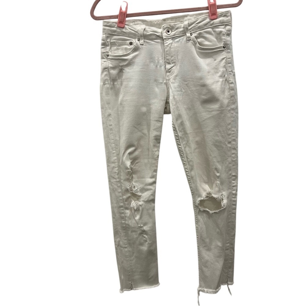 White distressed super skinny low waist‎ jeans H & M size 29/32
